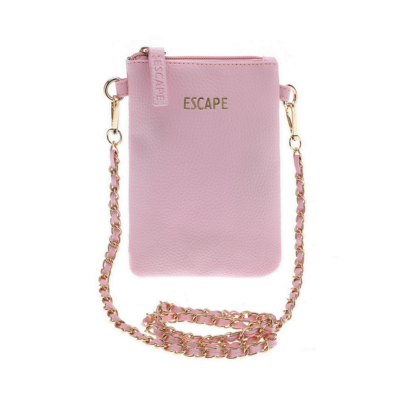 MOBILE BAG WITH GOLD INTERWINED CHAIN STRAP LIGHT PINK