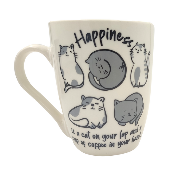 MUG 370ML HAPPINESS IS A CAT ON YOUR LAP