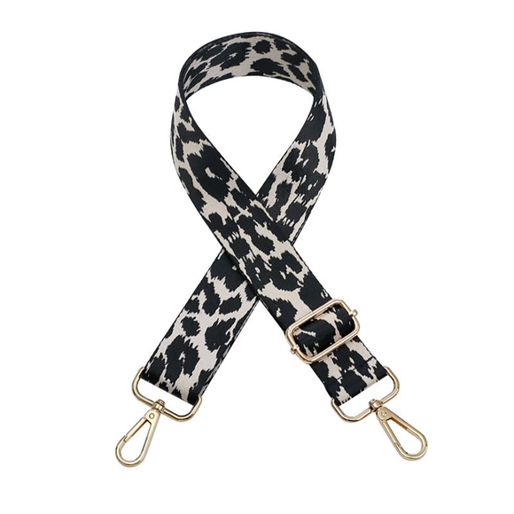 BAG STRAP TWO TONE LEOPARD BLACK AND IVORY