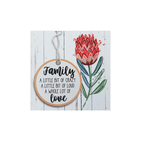 MAGNET WITH SAYING FAMILY LOVE PROTEA