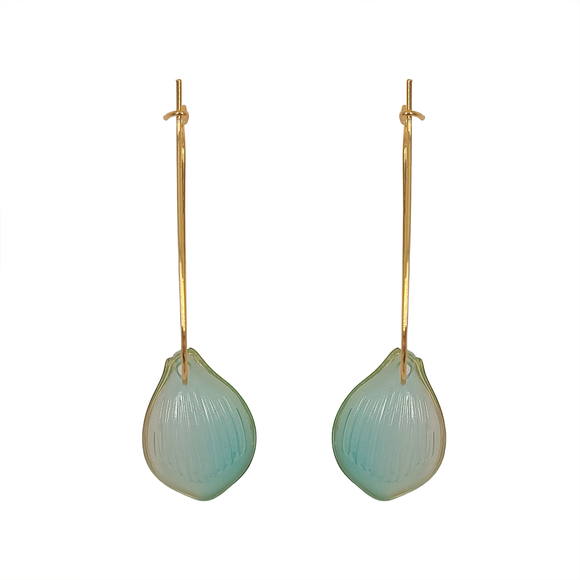 EARRING DROP WITH TEAR DROP PENDANT LIGHT BLUE