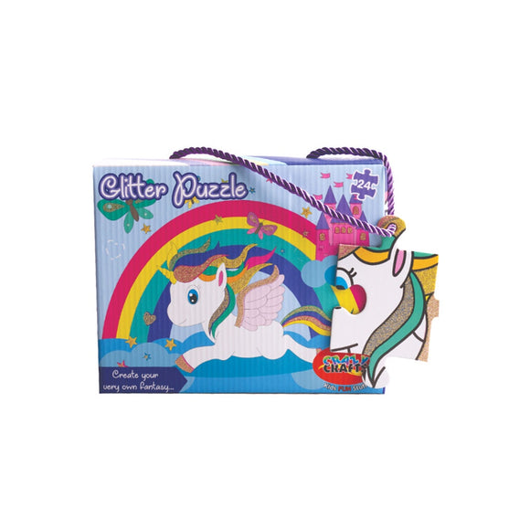 PUZZLE 24PC GLITTER UNICORN