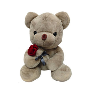 VALENTINE'S DAY TEDDY BEAR BROWN WITH BW & ROSES