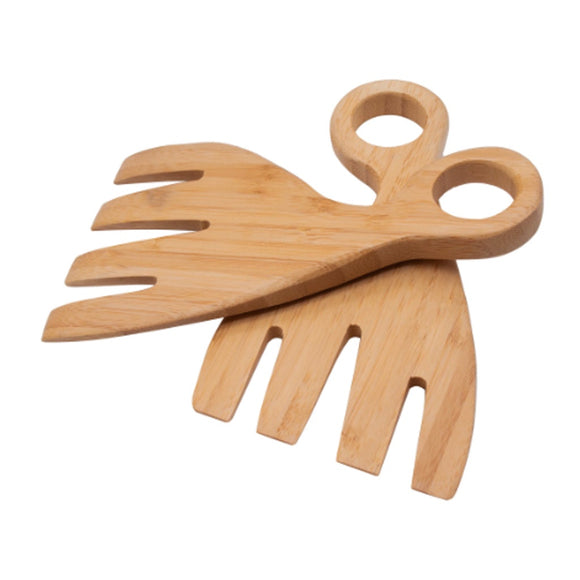 SALAD SERVER SET BAMBOO HANDS