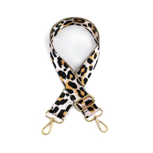 BAG STRAP LARGE LEOPARD PRINT BLACK ON PINK BACKGROUND