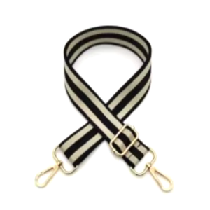 BAG STRAP BLACK WITH GOLD STRIPES