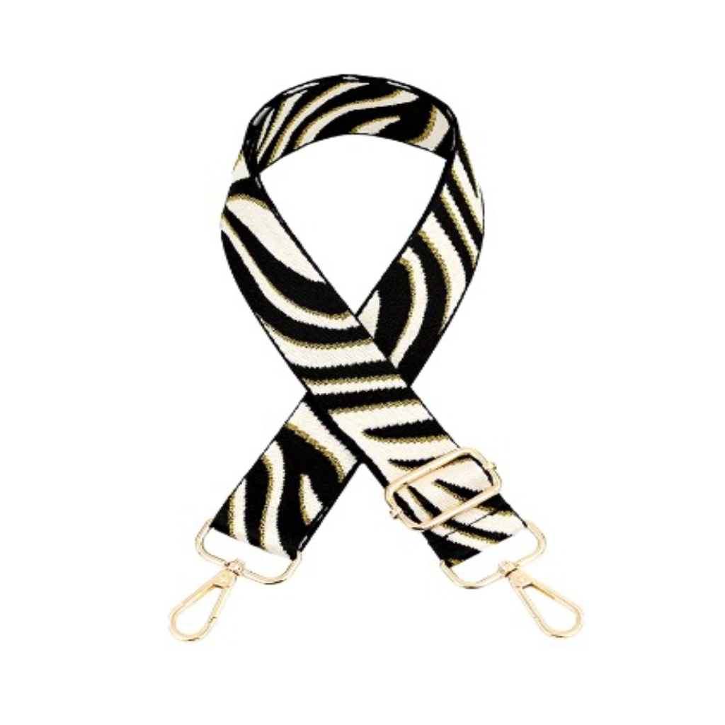 BAG STRAP ZEBRA PRINT BLACK AND IVORY
