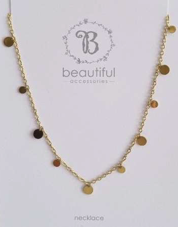 NECKLACE GOLD MULTI ROUND DISCS