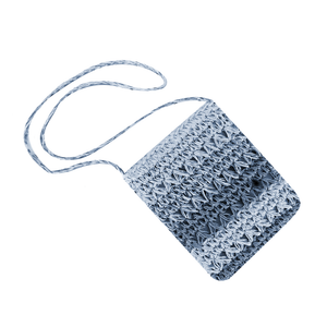 CROSS BODY BAG STRAW TWO TONE WOVEN CROCHET STYLE BLUE
