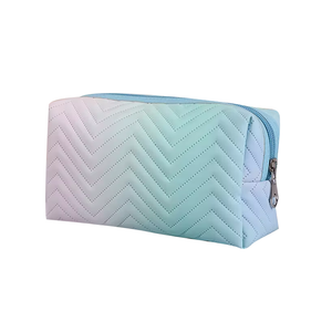 COSMETIC BAG QUILTED DESIGN BLUE OMBRE
