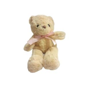 PLUSH BEAR CREAM PINK BOW 30CM