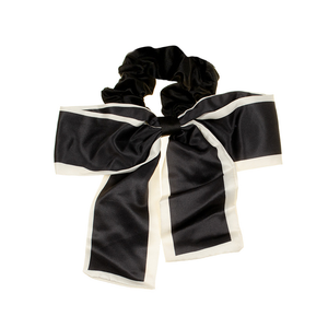 SCRUNCHIE SILKY BLACK WITH CREAM EDGE
