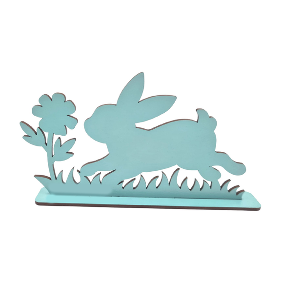 STANDING WOODEN BUNNY AQUA