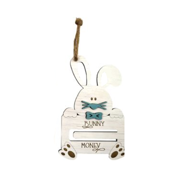 MONEY HOLDER WOODEN BUNNY