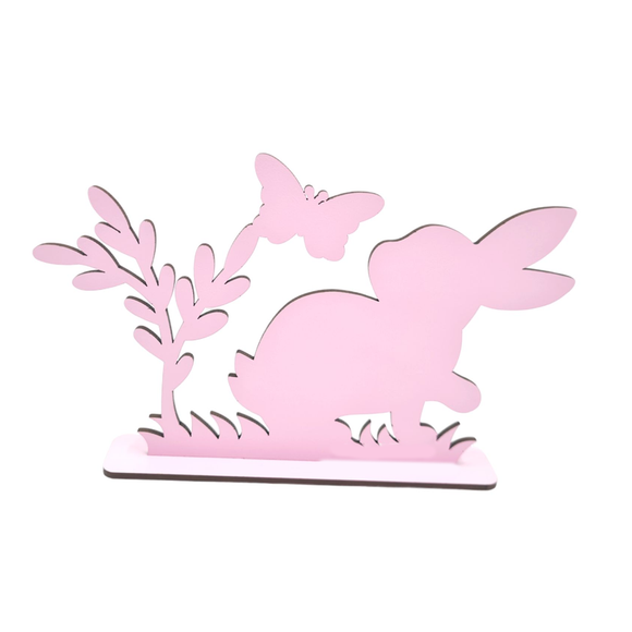 STANDING WOODEN BUNNY PINK