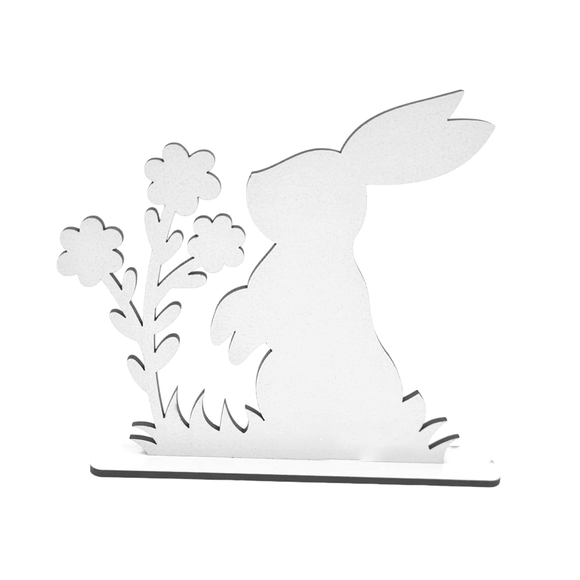 STANDING WOODEN BUNNY WHITE