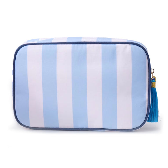 COSMETIC BAG BLUE AND WHITE STRIPE
