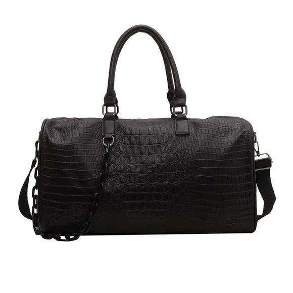 BAG TOG IN CROCODILE PATTERN PU BLACK