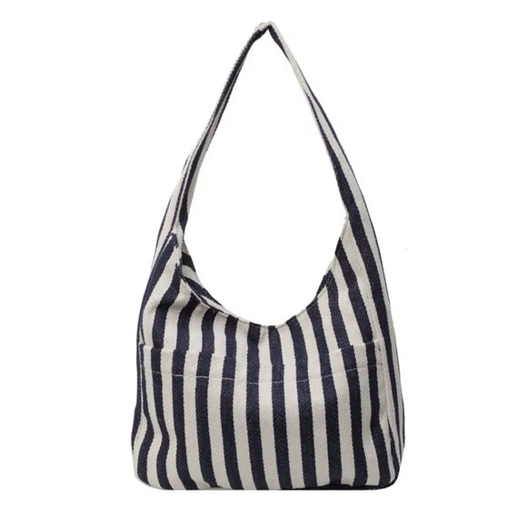BAG SHOULDER SLING OVER NAVY AND WHITE STRIPE