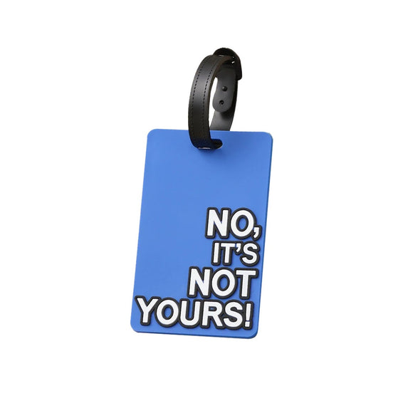 LUGGAGE TAG BLUE FUNNY BLACK TEXT