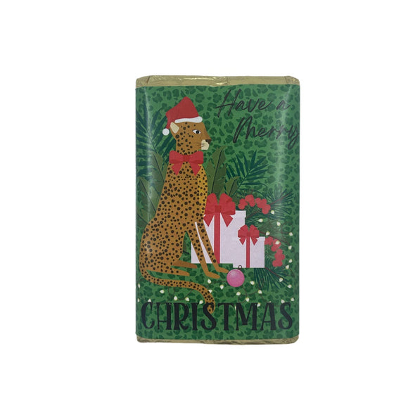 XMAS CHOCOLATE 45G GREEN LEOPARD MERRY CHRISTMAS