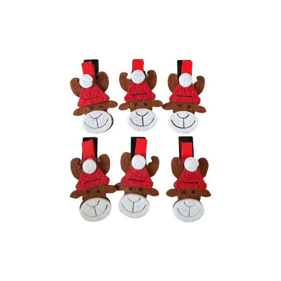 XMAS PEGS PACK OF 6 REINDEERS