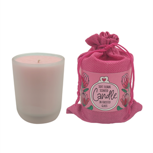 CANDLE IN FROSTED GLASS SOFT FLORALS - PINK PROTEA