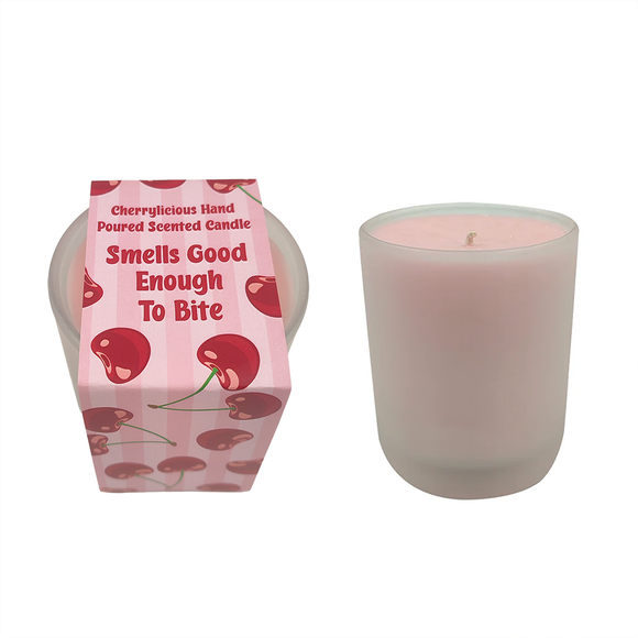 CANDLE IN FROSTED GLASS CHERRY SCENTED