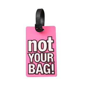 LUGGAGE TAG HOT PINK FUNNY BLACK TEXT