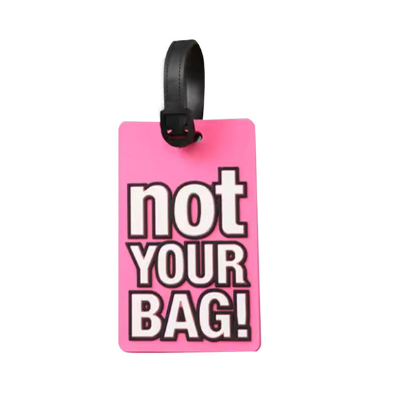 LUGGAGE TAG HOT PINK FUNNY BLACK TEXT