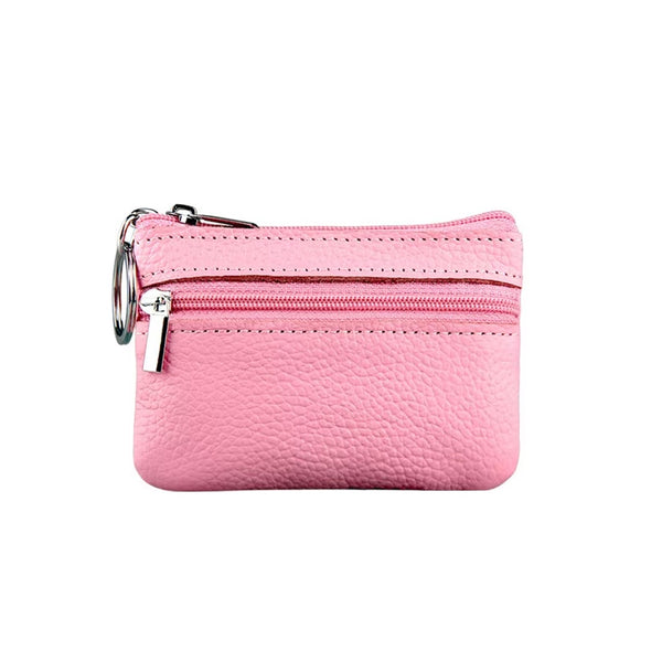 KEYRING COIN PURSE 2 ZIP LEATHER LIGHT PINK – NIKKI'S The Gift Shop