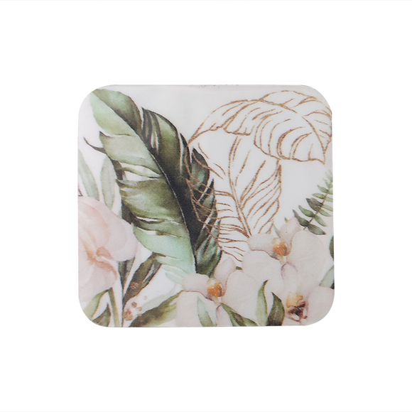 COASTERS GREEN & GOLD FLORAL