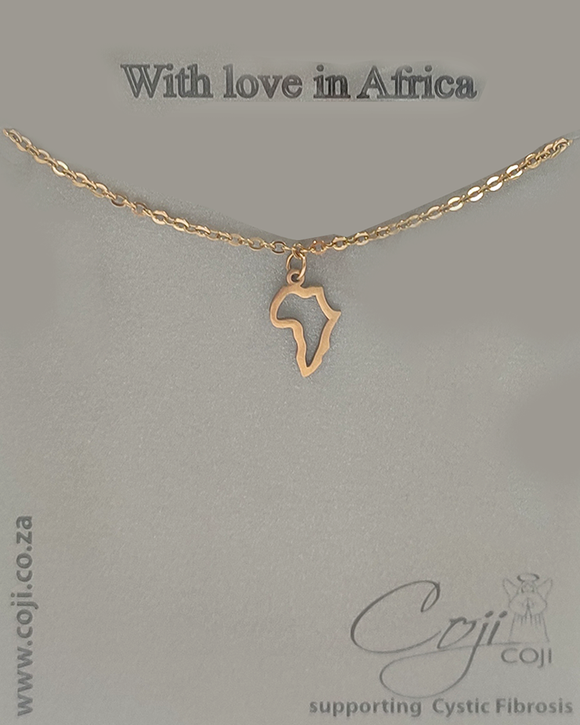 NECKLACE AFRICA ON GOLD STAINLESS STEEL CHAIN
