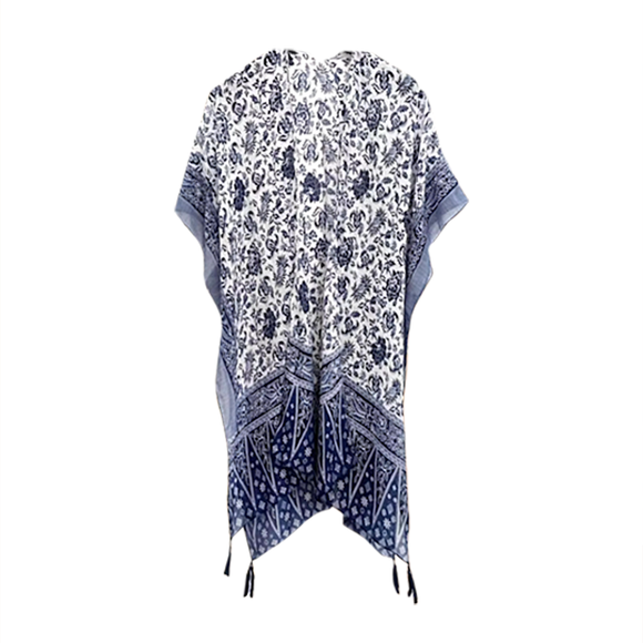 COVER UP FLOWER PATTERNED NAVY AND WHITE