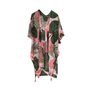 COVER UP PALM LEAVES AND PINK