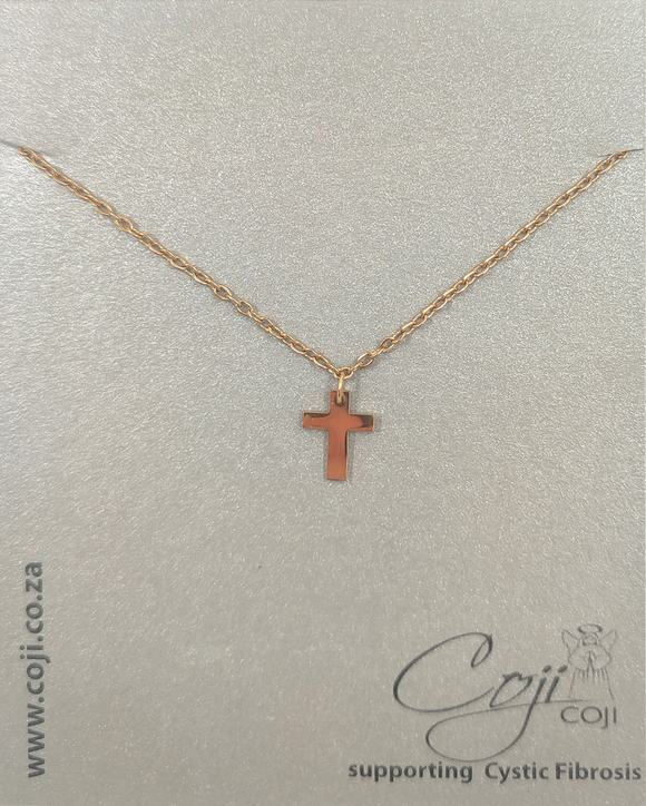 NECKLACE CROSS ON GOLD STAINLESS STEEL CHAIN