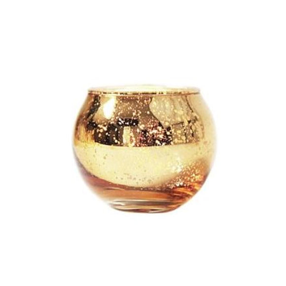 VOTIVE GLASS BALL MERCURY GOLD