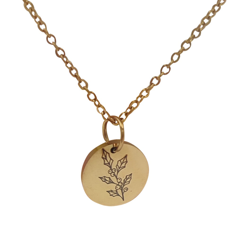NECKLACE GOLD STAINLESS STEEL CHAIN DECEMBER HOLLY