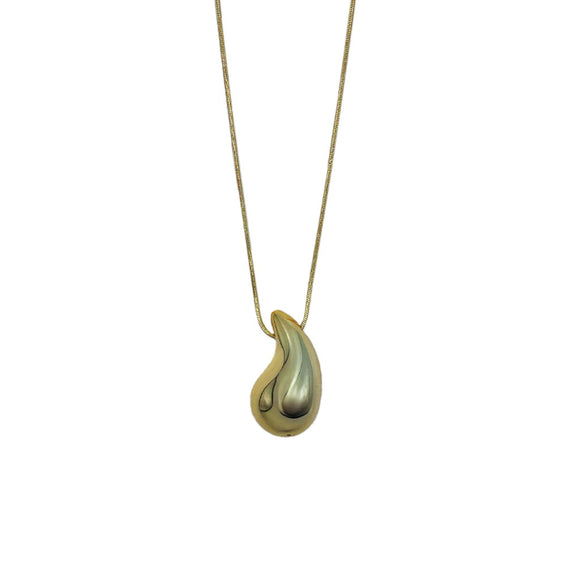 NECKLACE CURVED GOLD TEAR DROP PENDANT