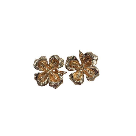 EARRING FLOWER STUD IN MATT GOLD