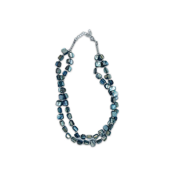 NECK 2 SET WITH MULTI BLUE AND GREY STONES