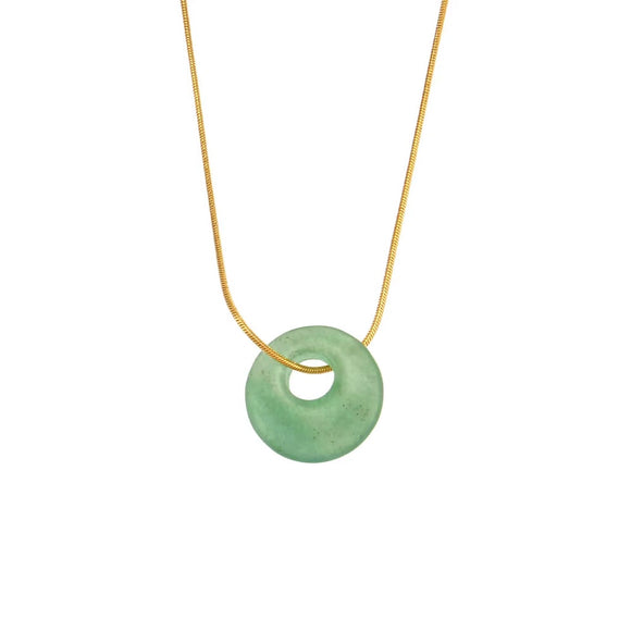 NECKLACE GOLD CORD WITH  SAGE PENDANT