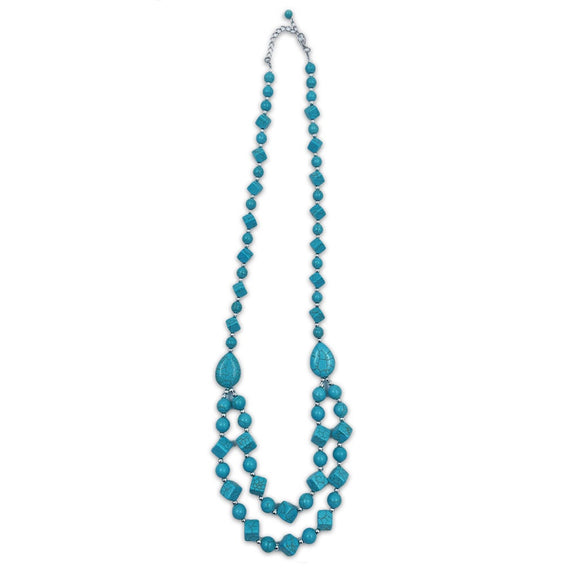 NECKLACEC TURQ  BLUE STONE DOUBLE LAYER