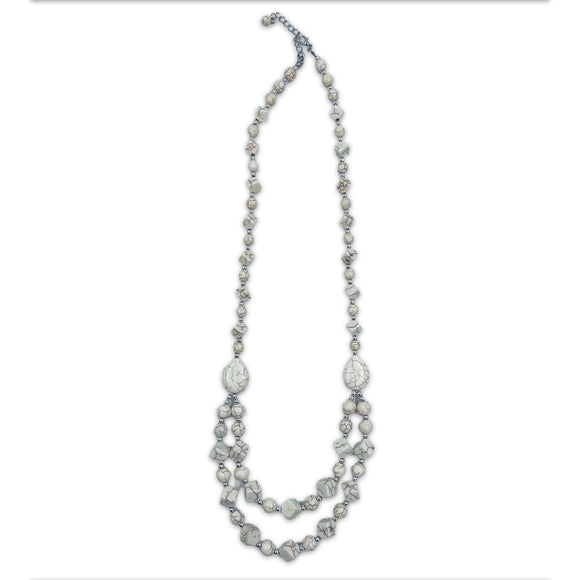 NECKLACE CREAM STONE DOUBLE LAYER
