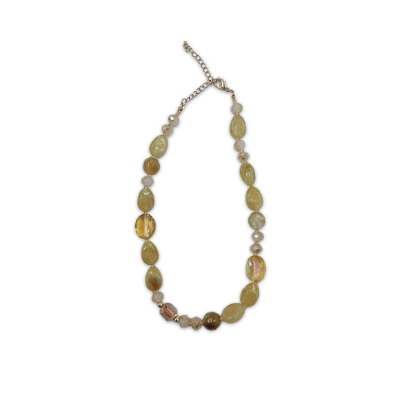 NECKLACE MULTI BEADS CREAM AND BEIGE