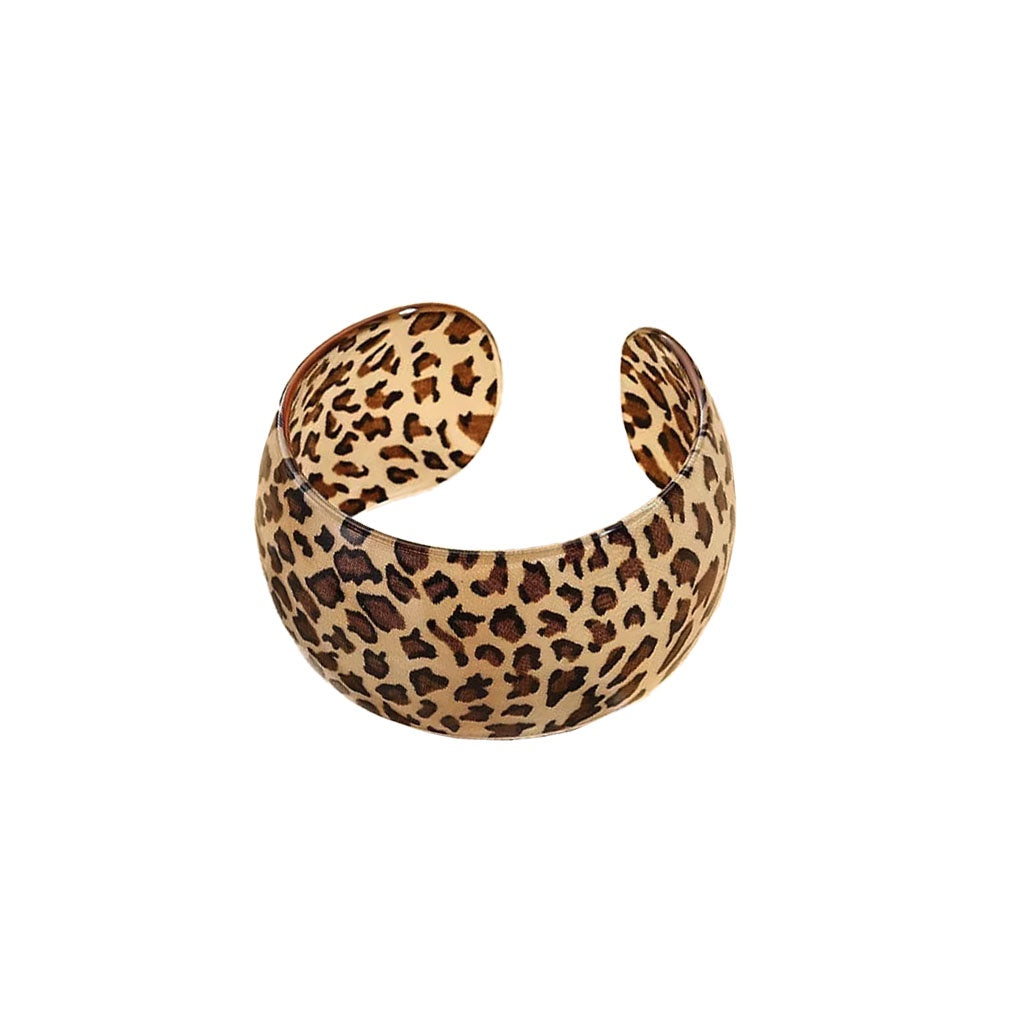 BRACELET ACRYLIC LARGE BROWN LEOPARD PRINT