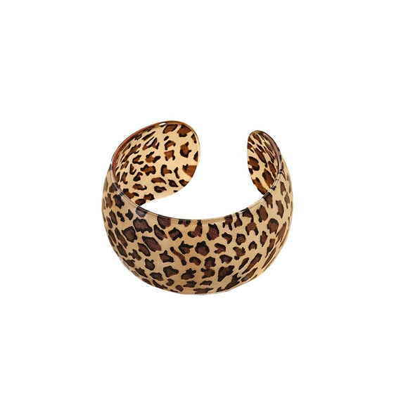 BRACELET ACRYLIC LARGE BROWN LEOPARD PRINT