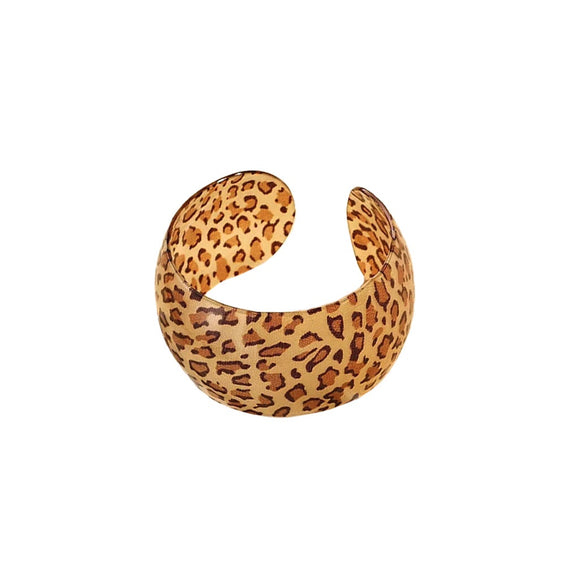 BRACELET ACRYLIC LARGE TAN LEOPARD PRINT