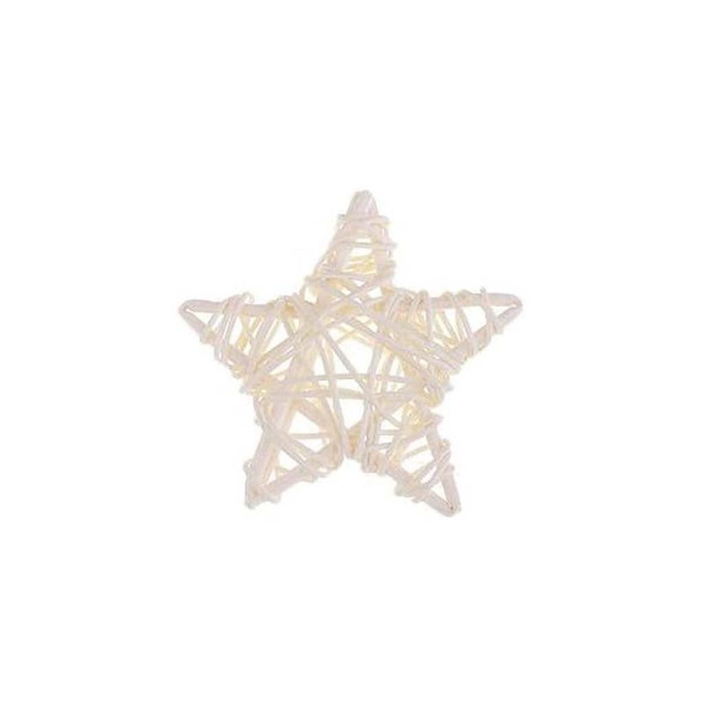 XMAS DECOR HANGING SML WICKER STAR IVORY 9CM