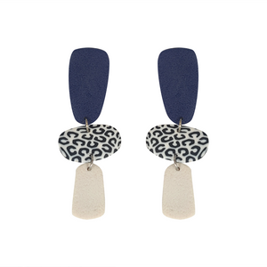 EARRING 3 PIECE DANGLE WHITE AND NAVY